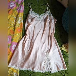 Victoria's Secret Slip/Chemise small, blush champagne, lace edging, satin